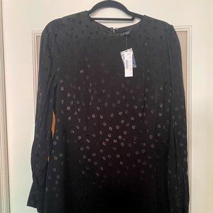 Black shift dress in jacquard floral dot